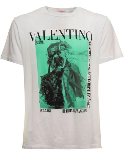 Valentino T-shirt bianca di cotone con stampa archive 1971 uomo - Bianco