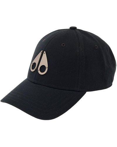 Moose Knuckles Black Baseball Cap With Metal Logo Patch In Cotton - Blue