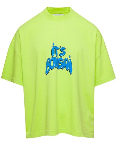 Bonsai Oversized Acid T-Shirt With Logo Print - Green