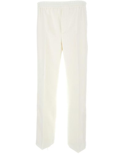 Gucci Slim Fit Trousers With Web Stripe Detail - White