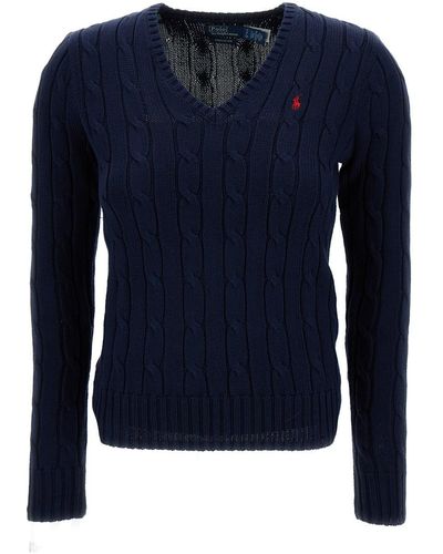 Polo Ralph Lauren 'Kimberly' Cable-Knit Pullover With Pony Embroi - Blue