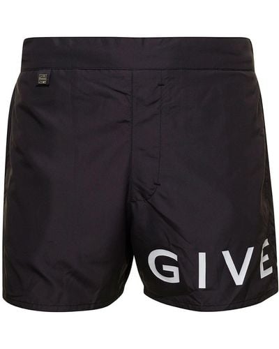 Givenchy Plage Branding Print Short Swimwear - Blue