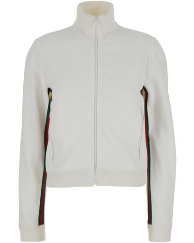 Gucci Crop Sweatshirt With Web Detail - Grey