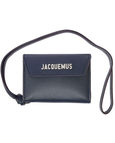 Jacquemus 'le Porte' E Envelope Wallet With Front Metal Logo In Leather Man - Blue