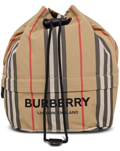 Burberry Icon Stipe Handbag With Logo - Brown