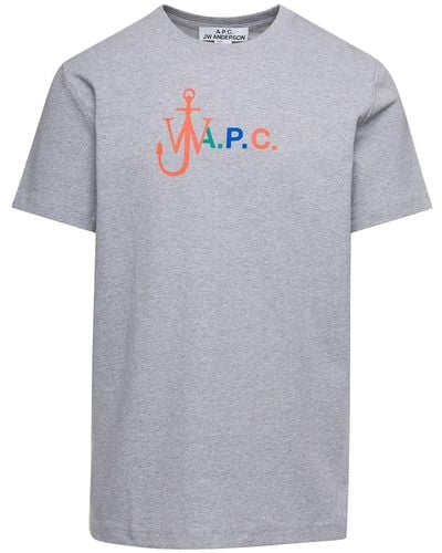 A.P.C. T-Shirt Girocollo 'Anchor' Con Stampa Apc X Jw Anderson - Grigio