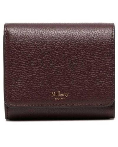 Mulberry Bordeaux Wallet With Contrasting Logo And Slots In Leather Woman - Purple