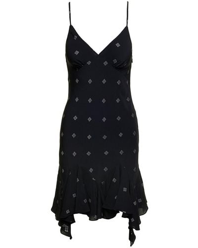 Givenchy Mini Dress With Contrasting All-Over Monogram Print - Black