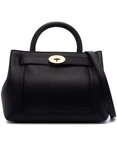 Mulberry Hand Bag With Single Handle And Gold-tone Details In Leather - Black