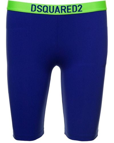 DSquared² Pantaloncini Biker Con Banda Logo - Blu