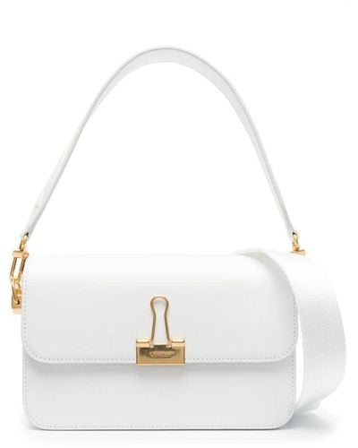 OFF-WHITE Binder Clip Shoulder Bag White Black Blue Pink in Leather with  Silver-tone - US