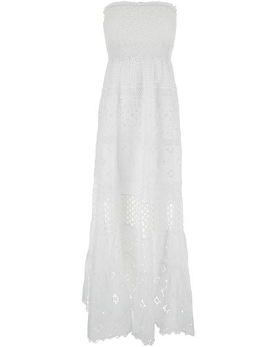 Temptation Positano Long Embroidered Dress - White
