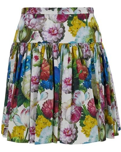 Dolce & Gabbana Minigonna con stampa floreale all-over in cotone - Multicolore