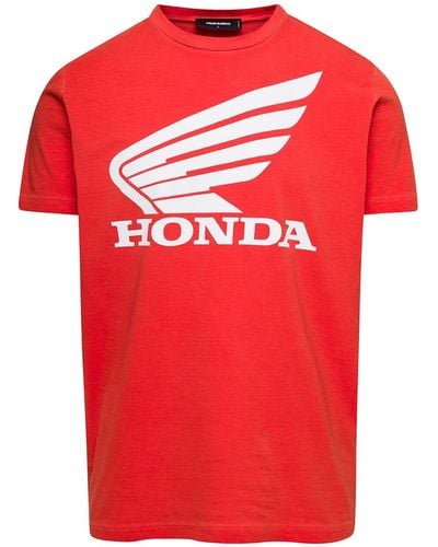 DSquared² T-Shirt Honda Con Stampa Logo Frontale Rossa - Rosso