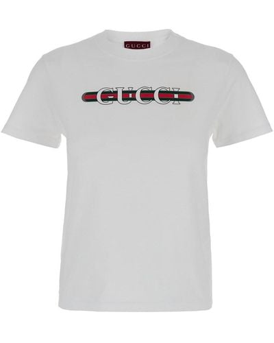 Gucci T-Shirt Con Stampa Logo - Bianco