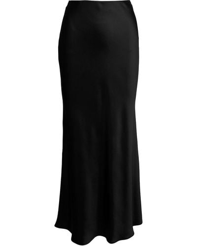 Plain 'Midi' Skirt With Volant Detail - Black