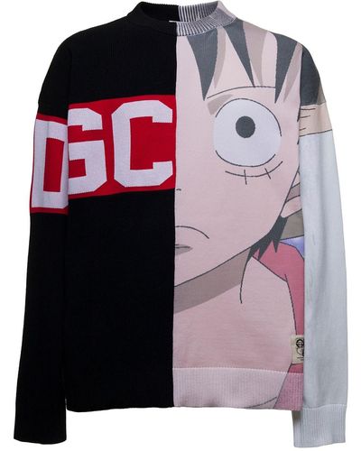 Gcds One Piece Luffy Crew Neck Cotton Blend Sweatshirt - Multicolour