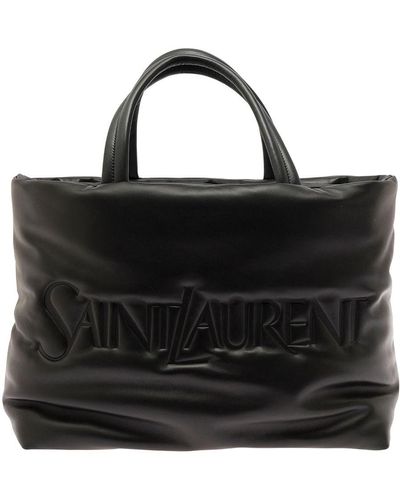 Saint Laurent Tote Bag With Logo Lettering - Black