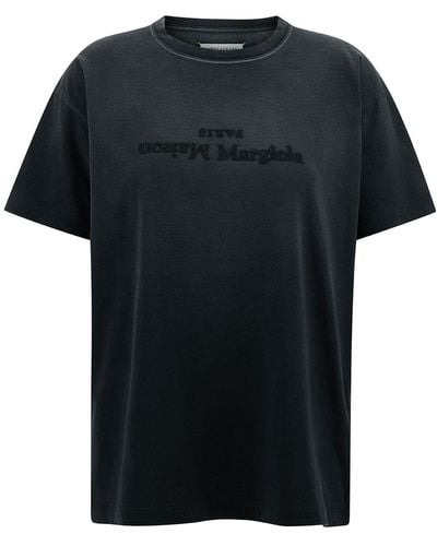 Maison Margiela T-Shirt With Logo Embroidery - Black