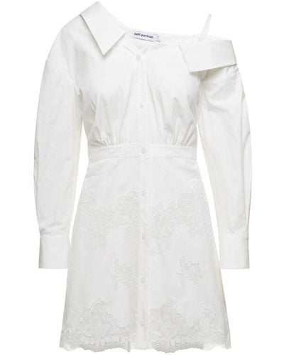 Self-Portrait Popeline Symmetric Dress - White