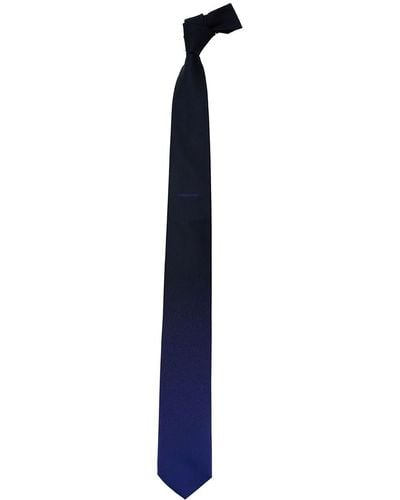 Ferragamo Tie With Logo Embroidery - Blue