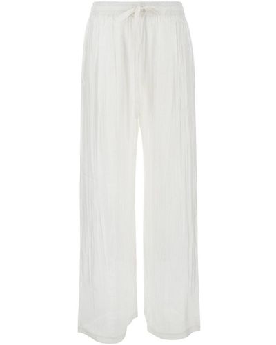 THE ROSE IBIZA Palazzo Trousers With Drawstring - White