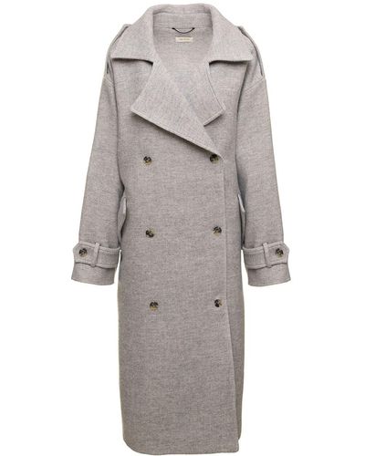 The Mannei 'shamal' Over-sized Long Double-breasted Coat Woman - Gray