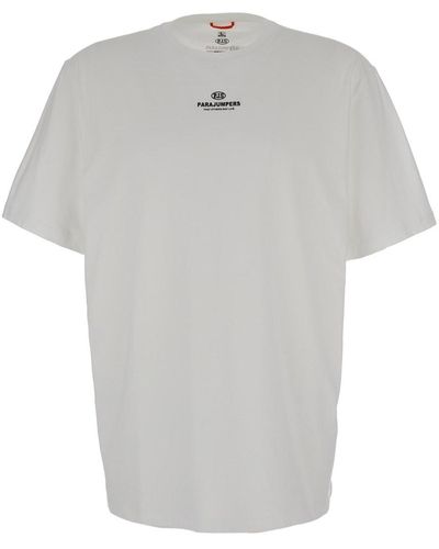 Parajumpers Crewneck T-Shirt With Contrasting Logo Print - Grey