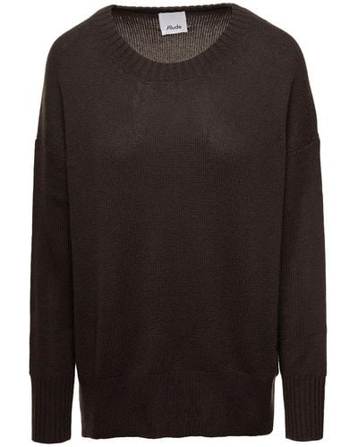 Allude Sweater With U Neckline - Black