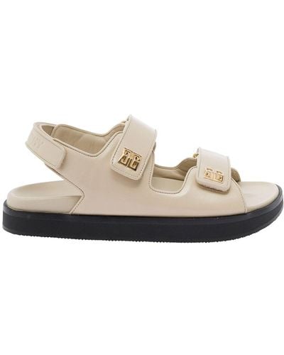 Givenchy Flat Sandals With Straps And 4G Detail - Natural