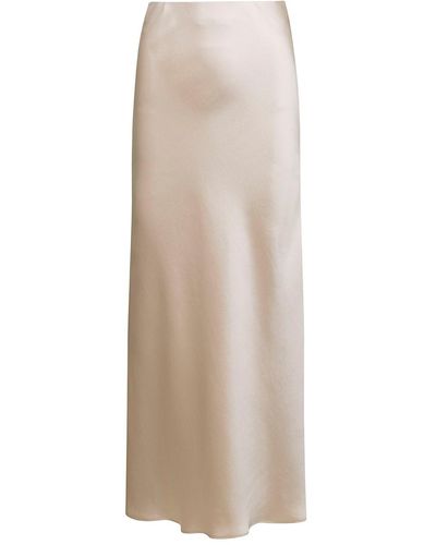 Plain Long Tube Skirt Satin Effect Woman - Natural