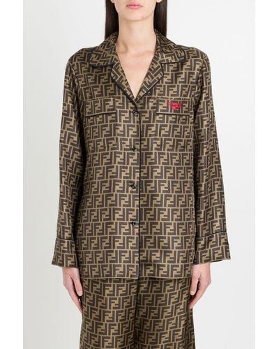 Fendi Ff Pajama Shirt - Brown