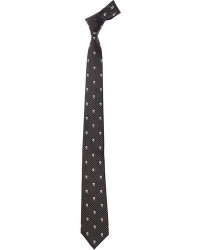 Alexander McQueen Tie With Polka-Dots And Skull - White