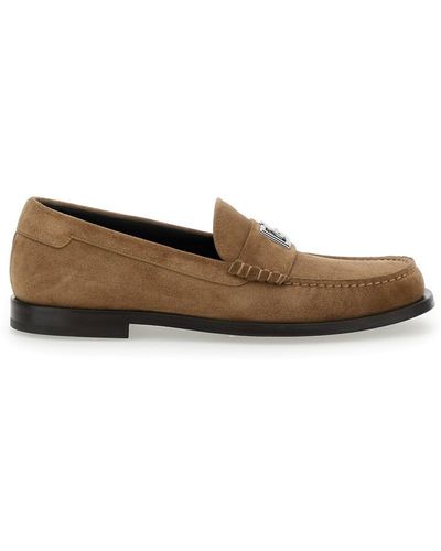 Dolce & Gabbana Loafer With Logo - Brown
