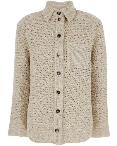 Bottega Veneta Shirt With Crochet Work - Natural