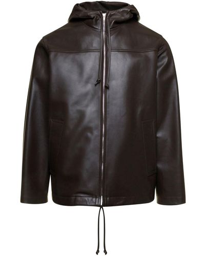 Bottega Veneta Hooded Jacket With Zip - Black