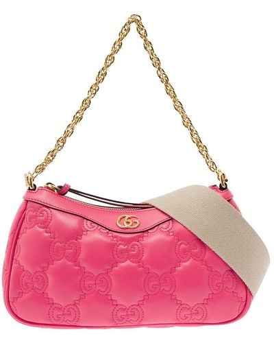 Gucci Shoulder Bag With Matelassé Gg Motif - Pink