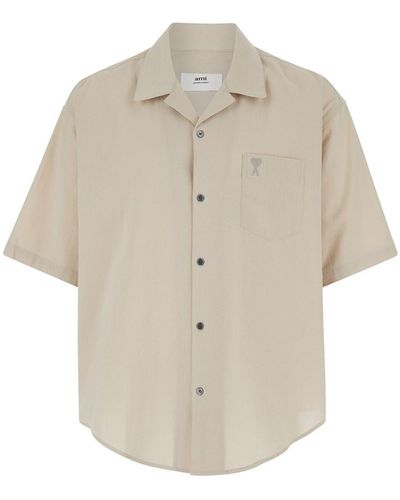 Ami Paris Bowling Shirt With Adc Embroidery - White