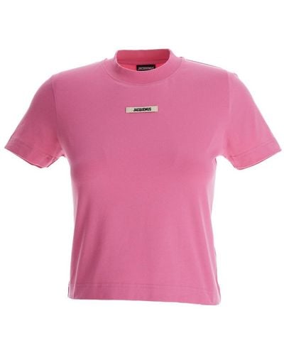 Jacquemus 'Gros Grain' T-Shirt With Logo Patch - Pink