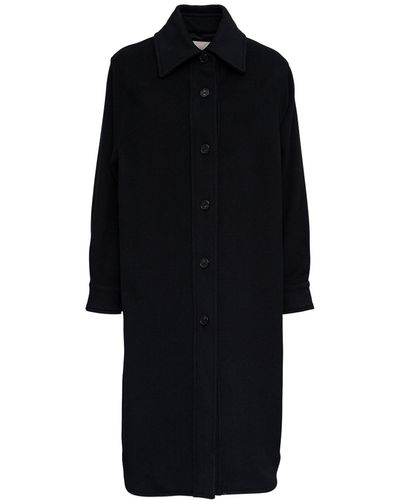 Jucca Ssingle-breasted Long Coat In Wool Blend - Black
