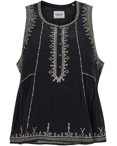 Isabel Marant 'Pagos' Blouse With Contrasting Embroidery - Black