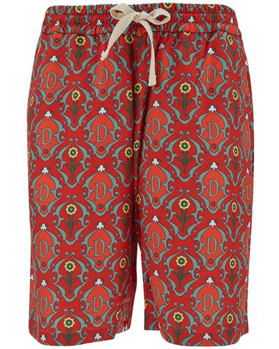 Drole de Monsieur Shorts With All-Over Ornements Print - Red