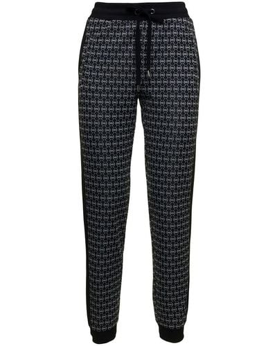 MICHAEL Michael Kors Black Recycled Fabric Joggers With Allover Logo Print - Blue