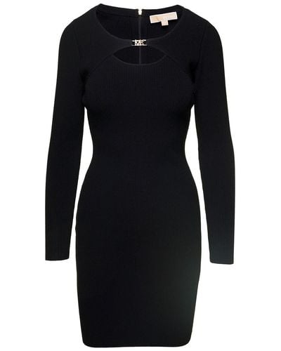 Michael Kors Empire Hw Cutout Rib Dress - Black