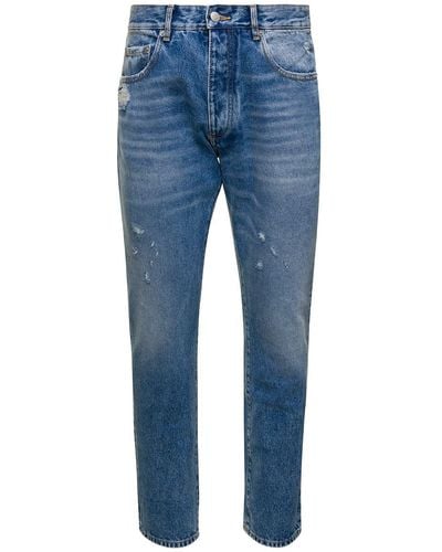 ICON DENIM 'Kanye' Five-Pocket Jeans With Logo Patch - Blue