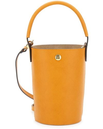 Longchamp 'Xs Epure' Bucket Bag With Embossed Logo - Orange