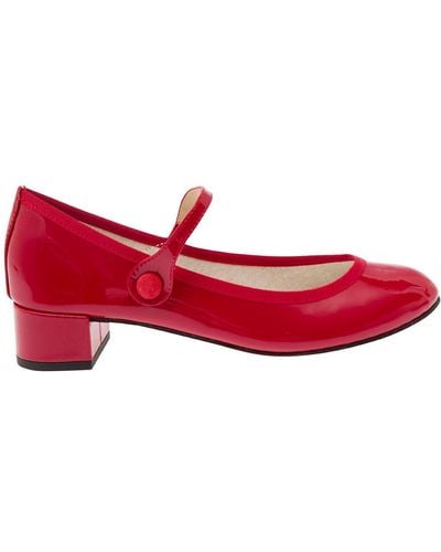 Repetto 'Rose' Mary Janes With Strap - Red