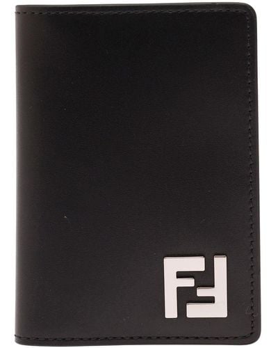 Fendi Flap Card Holder Pelle Interno Ff - Black