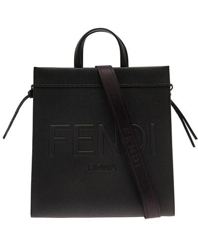 Fendi 'Go To Medium' Tote Bag Wih 3-D Effect Logo - Black