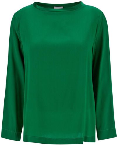 Plain Long-Sleeved Blouse - Green